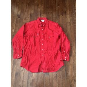vintage Carhartt Rugged Outdoor Wear Western Pearl Snap Shirt XL Red 17.5x35